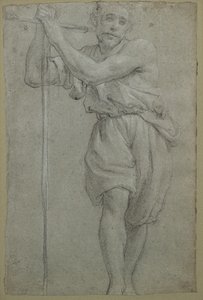 Un homme appuyé sur une croix en bois - Lodovico (attr. to) Carracci