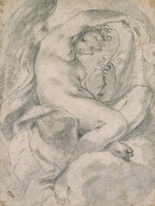 Une nymphe (Flora) parmi les nuages - Lodovico Carracci