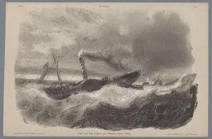 Bateau à vapeur à aubes dans la tempête - Léon Jean Baptiste Sabatier