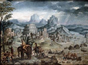 Bataille du lac Trasimène (huile sur toile) - Léonard Thiry