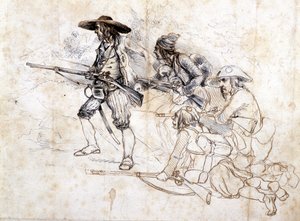 Soldats chouans - dessin par Léonce Pepetit, B.M. de Dinan - Léonce Justin Alexandre Petit