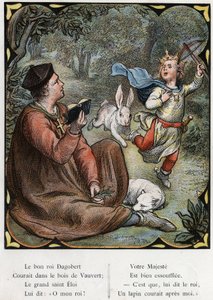 Illustration de Lorenz Frolich (1820-1908) pour la chanson populaire "Le Bon Roi Dagobert". Édition J. Hetzel. Vers 1880. - Lorens Frolich
