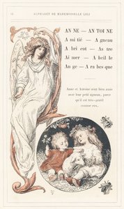 Anne, Antoine, Amitié, Agneau, Abricot, Étoile, Amour, Abeille, Ange, Arabesque, page 14 - Alphabet par Mademoiselle Lili, par L. Froelich et par un père (Hetzel lui-même). Bibliothèque & Magasin d