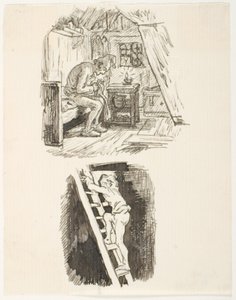 Deux esquisses pour le bonnet de nuit du célibataire - Lorenz Frølich