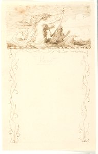 Vignette avec sirène jouant de la harpe ; en dessous encadrement ornemental - Lorenz Frølich