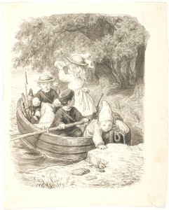 Les quatre enfants dans un bateau