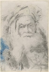 Vieil homme barbu appuyé sur sa main - Lorenzo Baldissera Tiepolo