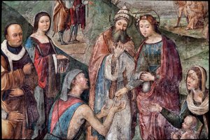 Sainte Cécile donne ses biens aux pauvres (détail)