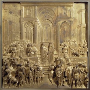 La rencontre du roi Salomon et de la reine de Saba. Panneau original de la porte du Paradis - Lorenzo Ghiberti