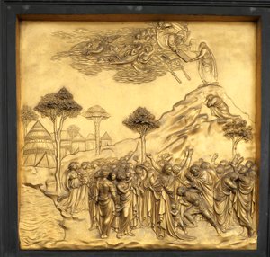 Moïse reçoit les Tables de la Loi, relief, Porte du Paradis du Baptistère - Lorenzo Ghiberti