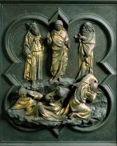 Porte Nord (appelée Porte de la Croix, au Nord), détail extérieur : « La Transfiguration » Sculpture en bronze réalisée par Lorenzo Ghiberti (1378-1455) - Lorenzo Ghiberti