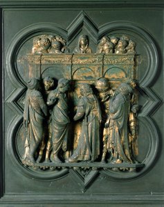 Porte Nord (appelée Porte de la Croix, au Nord), détail extérieur : « Pentecôte » Sculpture en bronze réalisée par Lorenzo Ghiberti (1378-1455) - Lorenzo Ghiberti