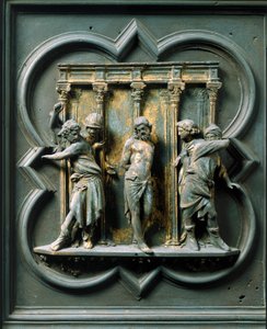 Porte Nord (appelée Porte de la Croix, au Nord), détail extérieur : « la flagellation » Sculpture en bronze réalisée par Lorenzo Ghiberti (1378-1455) - Lorenzo Ghiberti