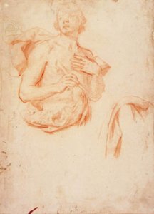 Jeune homme, mi-longueur avec torse nu, et étude de draperie - Lorenzo Lippi