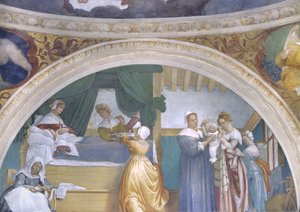 Nativité de la Vierge, lunette de la Chapelle Lotto, 1525 - Lorenzo Lotto
