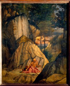 Saint Jérôme méditant dans le désert. Peinture de Lorenzo Lotto (1480 - 1556) Ec. Ital. - Lorenzo Lotto
