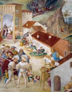 Soldats, gens du peuple et marché, (détail)