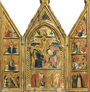 Triptyque portable avec une Crucifixion centrale