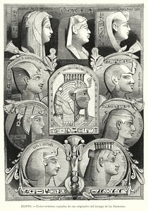 Têtes de portraits égyptiens anciens (lithographie) - Lothar Michael Burger