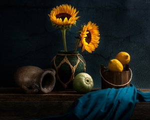 Tournesols et citrons rustiques - Louie Luo