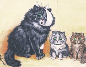 Impression D'art Louis Wain - Cendrillon Et Ses Sœurs - Reproduction Vintage