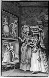 Illustration de Louis Binet (1744-1800) pour le livre de Nicolas Edme Restif de La Bretonne « Les Parisiennes », ou XL Caractères généraux pris dans les mœurs modernes, propres à servir à l