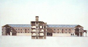 Coupe transversale de la nouvelle prison de Bruxelles, de 