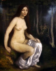 Jeune femme assise dans une forêt - Louis Anquetin