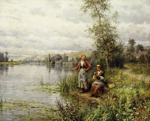 Femmes de la Campagne Pêchant un Après-Midi d