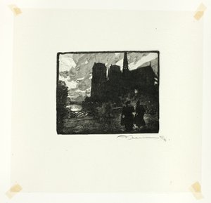 Notre-Dame, Evening, plate eight from Le Long de la Seine et des Boulevards - Louis Auguste Lepère