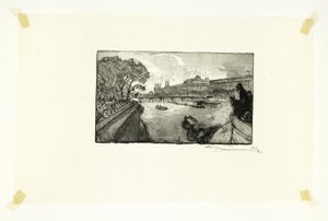 Le Louvre, vu du Pont-Neuf, planche treize du Long de la Seine et des Boulevards - Louis Auguste Lepère