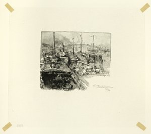 Villette Dock, plate five from Le Long de la Seine et des Boulevards - Louis Auguste Lepère