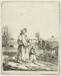 Mendiante avec enfant près d