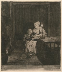 Mère enseignant à son fils