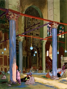 Intérieur de la mosquée al-Muayyad, Le Caire, Égypte, 1928