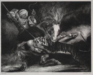 Une attaque par un tigre - Louis Candide Boulanger