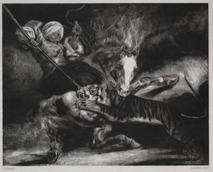 Une attaque par un tigre - Louis Candide Boulanger