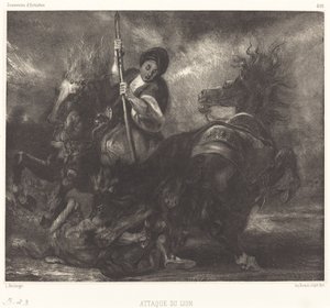 Attaque du lion - Louis Candide Boulanger