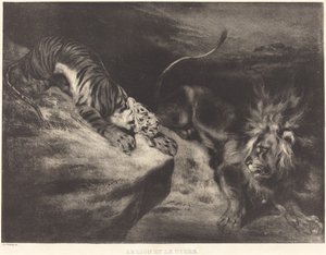 Le Lion et le Tigre - Louis Candide Boulanger after Eugène Delacroix