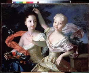 Portrait des grandes duchesses Anna Petrovna et Elisabeth Petrovna - Louis Caravaque