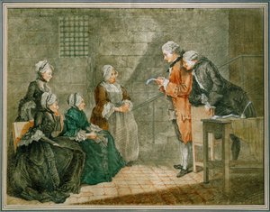 La malheureuse famille Calas - La veuve et les enfants Calas écoutent à la Conciergerie-prison l