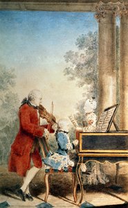 Leopold Mozart (1719-87) et ses deux enfants, Wolfgang Amadeus (1756-91) et Maria-Anna, connue sous le nom de 