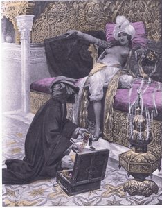 La fille du roi de Tunis, illustration du Décaméron de Boccace publiée par Navarre Society dans les années 1930