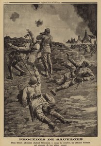 Deux soldats allemands blessés tirant dans le dos des officiers français qui les avaient aidés à se mettre à l