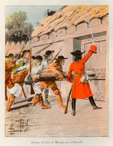 Bombled Louis (1862 - 1927) ; Attaque du Fort Monsipi par Pierre LeMoyne d
