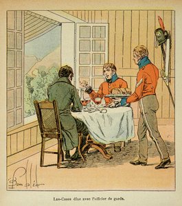 Illustration par Louis Bombled (1862-1927) du livre « Le Mémorial de Sainte-Hélène » du comte Emmanuel de Las Cases (1766-1842) : Dîner entre Las Cases et l
