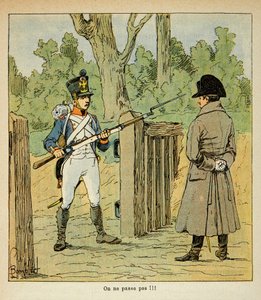 Illustration par Louis Bombled (1862-1927) du livre « Le Mémorial de Sainte-Hélène » du comte Emmanuel de Las Cases (1766-1842) : Napoléon visitant certains postes à la veille d