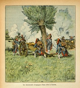 Illustration par Louis Bombled (1862-1927) tirée du livre « Le Mémorial de Sainte-Hélène » par le comte Emmanuel de Las Cases (1766-1842) : Artillerie française pendant la campagne d