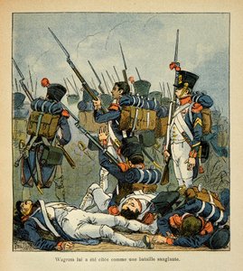 Illustration par Louis Bombled (1862-1927) tirée du livre « Le Mémorial de Sainte-Hélène » par le comte Emmanuel de Las Cases (1766-1842) : Grognards à la bataille de Wagram, Collection privée