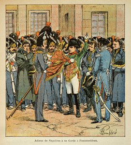 Illustration par Louis Bombled (1862-1927) tirée du livre « Le Mémorial de Sainte-Hélène » par le comte Emmanuel de Las Cases (1766-1842) : Les adieux de Napoléon à sa garde à Fontainebleau, Collection privée - Louis Charles Bombled